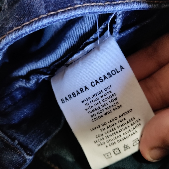 Barbara Casasola Dark Wash Blue Denim Straight Leg Boot Cut Jeans High Rise - Picture 11 of 12